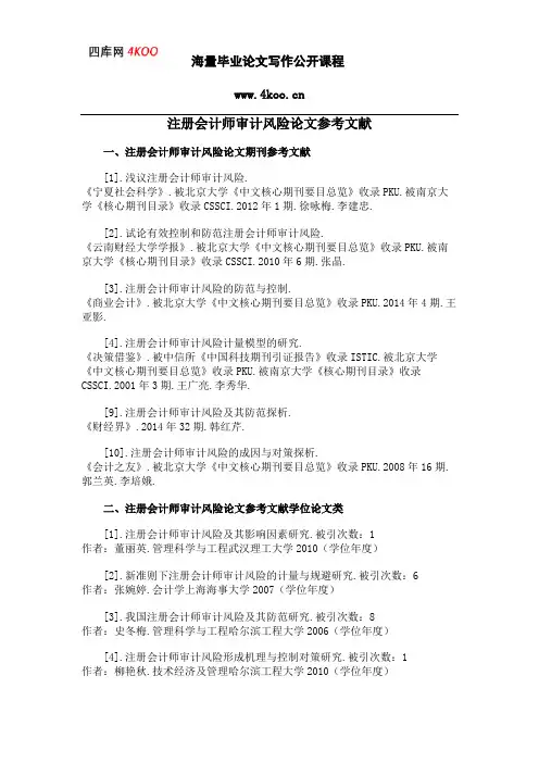 注册会计师审计风险论文参考文献范例