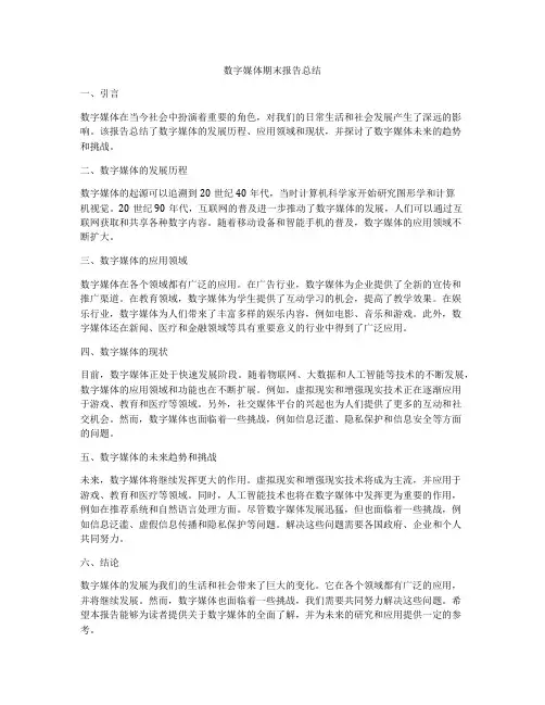 数字媒体期末报告总结