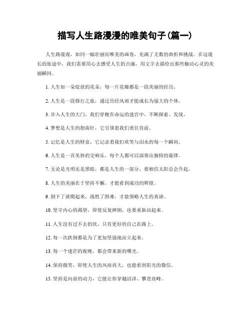 描写人生路漫漫的唯美句子(精选2篇)
