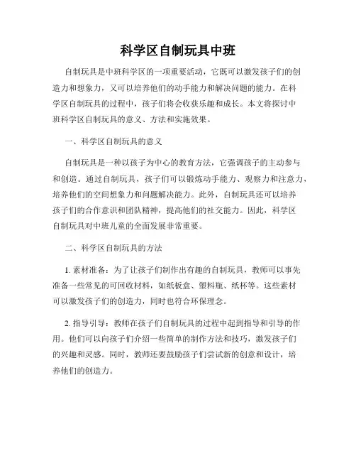 科学区自制玩具中班