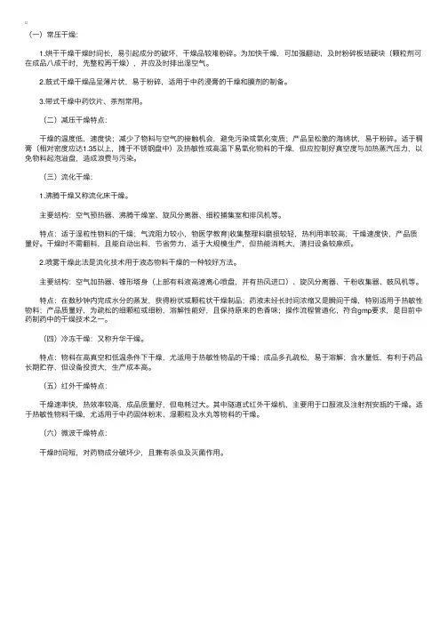 干燥的方法与设备（执业药师药剂学辅导精华）