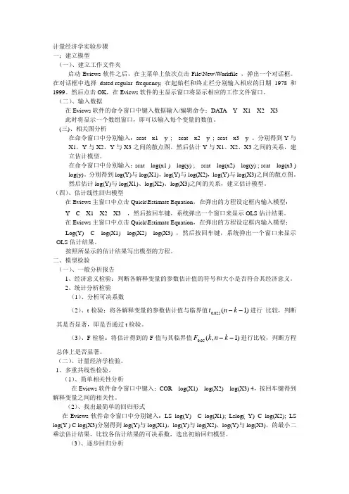 计量经济学实验报告的步骤