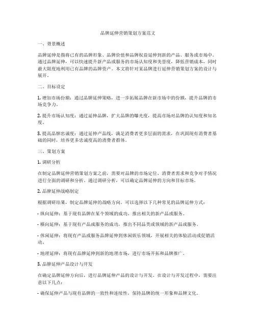 品牌延伸营销策划方案范文