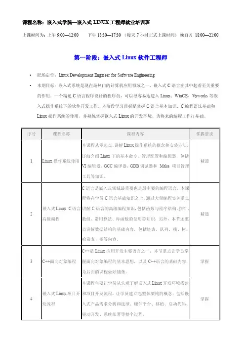 华清远见嵌入式Linux课程