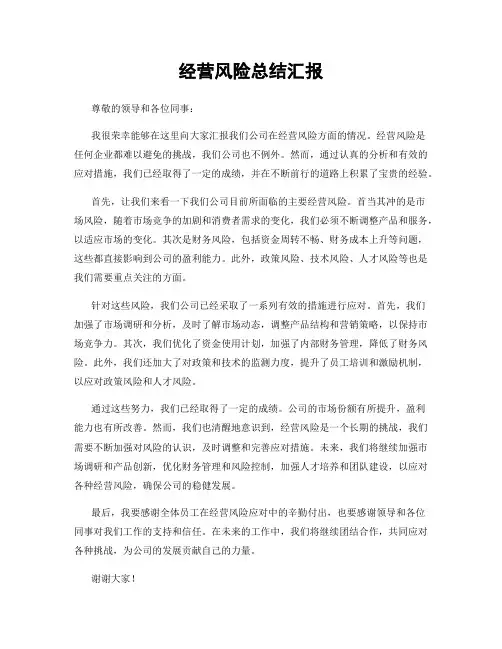 经营风险总结汇报