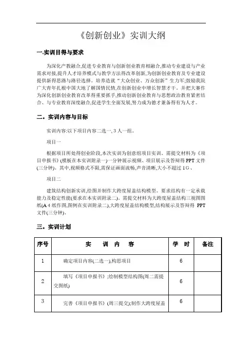 创新创业实训大纲