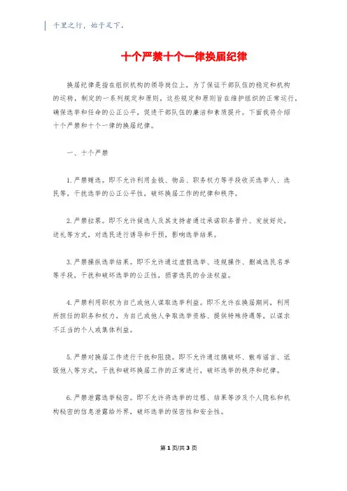 十个严禁十个一律换届纪律