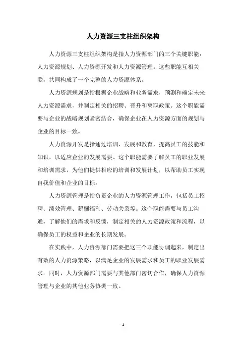 人力资源三支柱组织架构