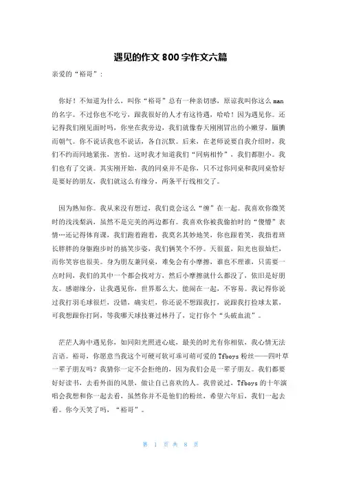 遇见的作文800字作文六篇