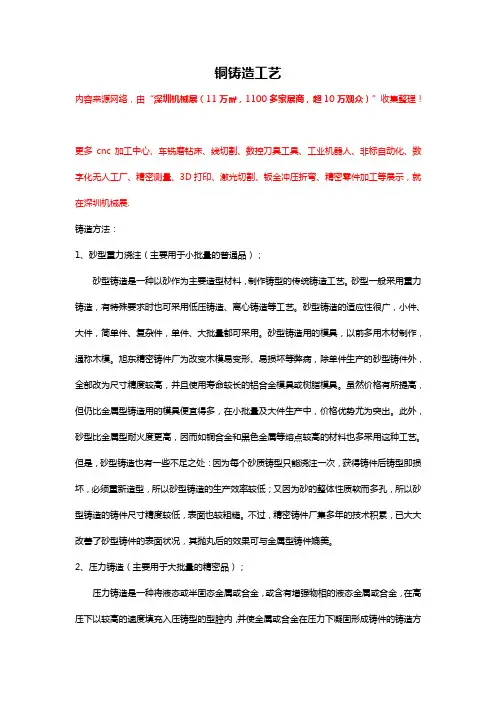 铜铸造工艺流程【详解】