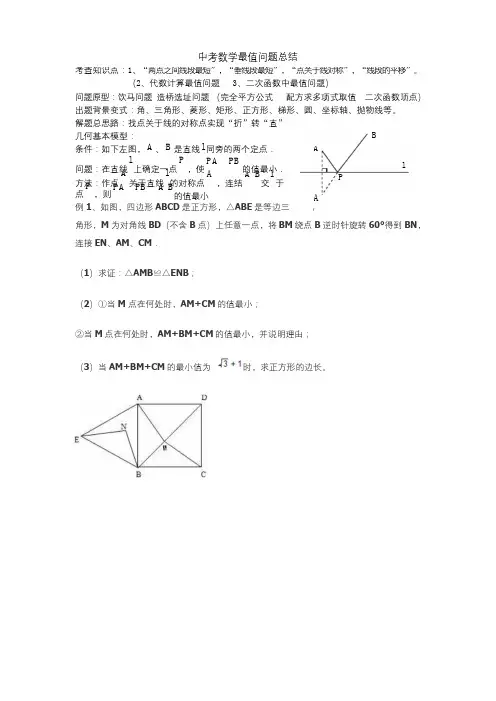 初中数学最值问题典型例题(含答案分析)