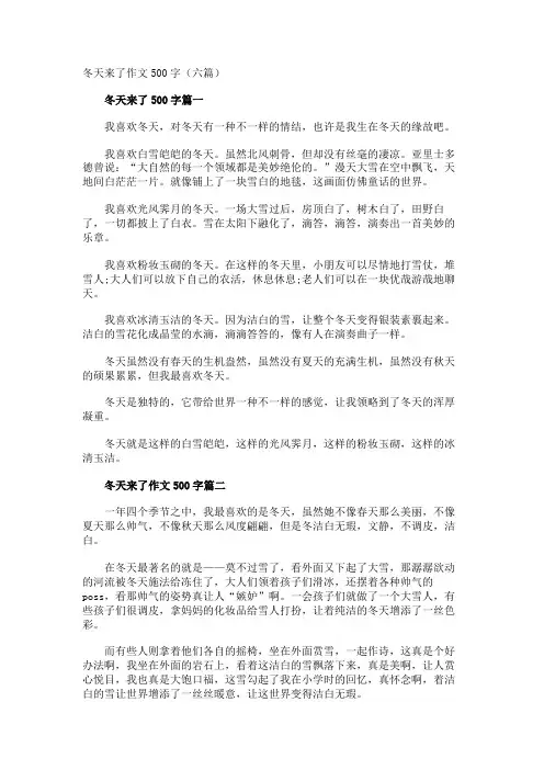 冬天来了作文500字