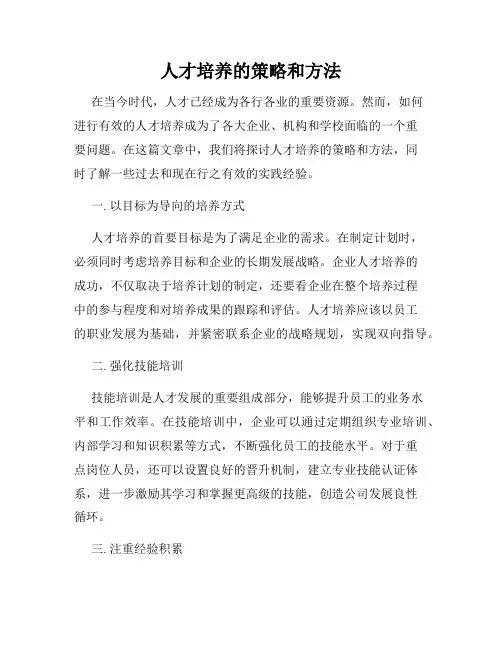 人才培养的策略和方法