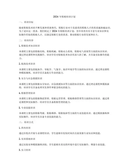 2024年船舶培训计划