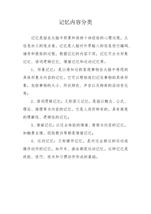 记忆内容分类