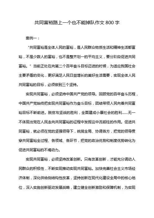 共同富裕路上一个也不能掉队作文800字