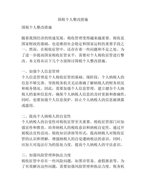国税个人整改措施