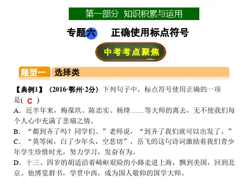 中考语文专题6  正确使用标点符号