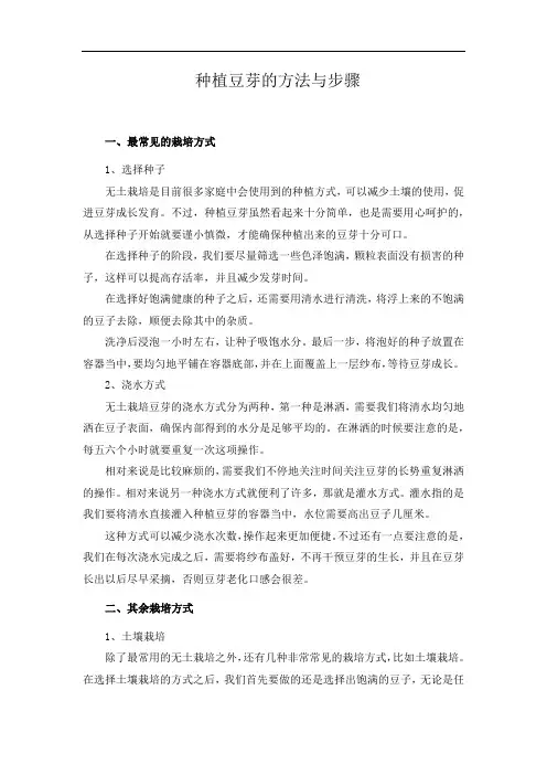 种植豆芽的方法与步骤
