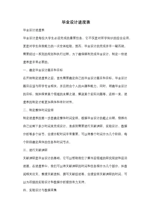 毕业设计进度表