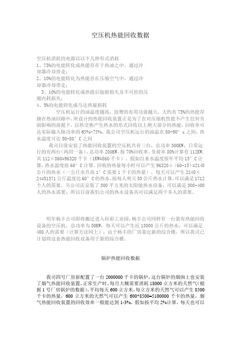 空压机热能回收数据