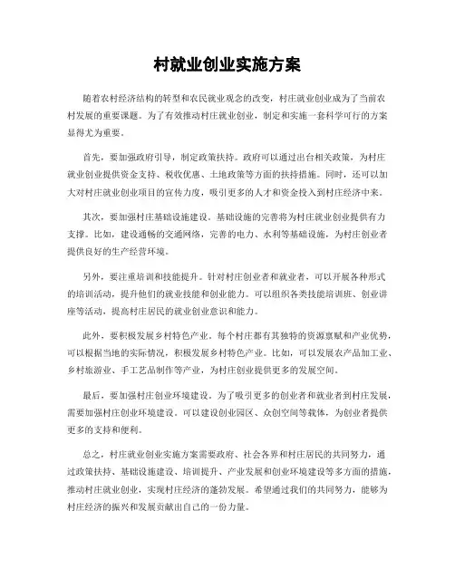 村就业创业实施方案