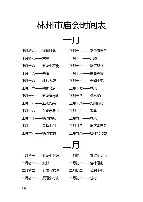 林州市庙会时间表