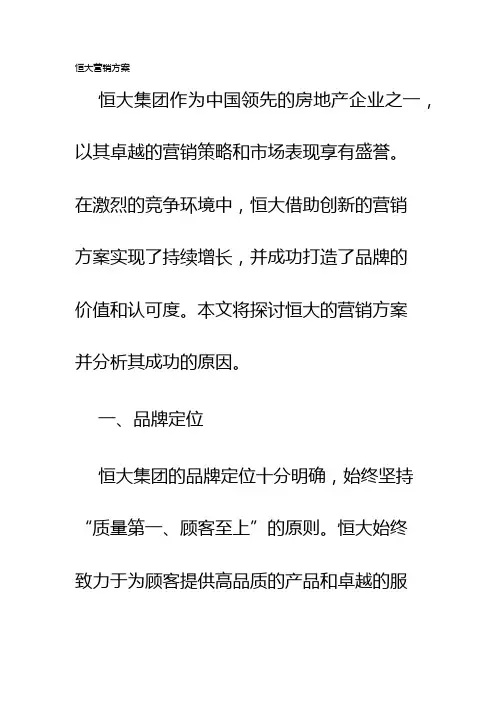 恒大营销方案
