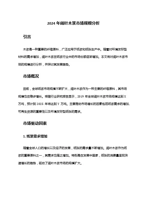 2024年阔叶木浆市场规模分析