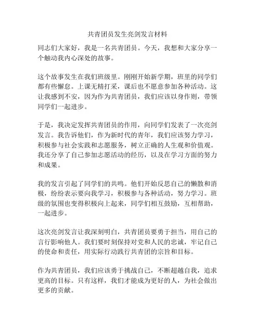 共青团员发生亮剑发言材料