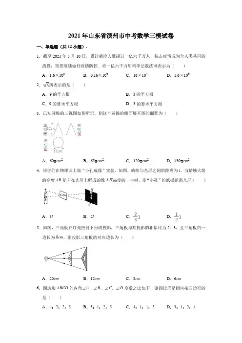 2021年山东省滨州市中考数学三模试卷