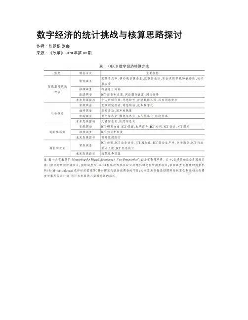 数字经济的统计挑战与核算思路探讨