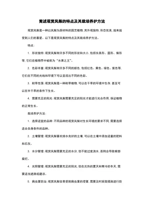 简述观赏凤梨的特点及其栽培养护方法