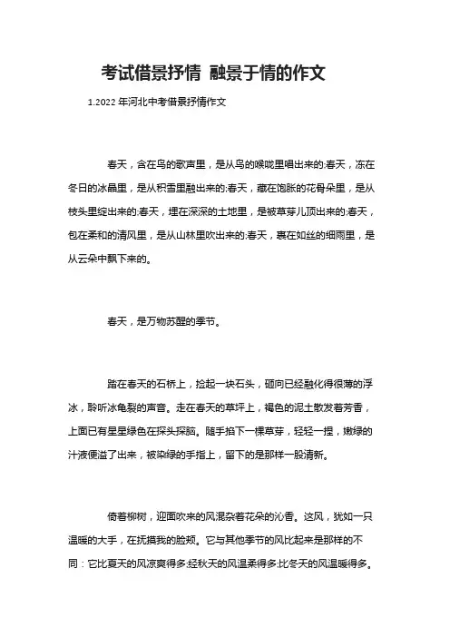 考试借景抒情 融景于情的作文
