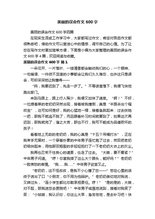 美丽的误会作文600字四篇