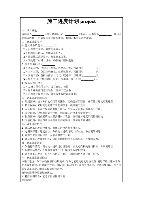 施工进度计划project
