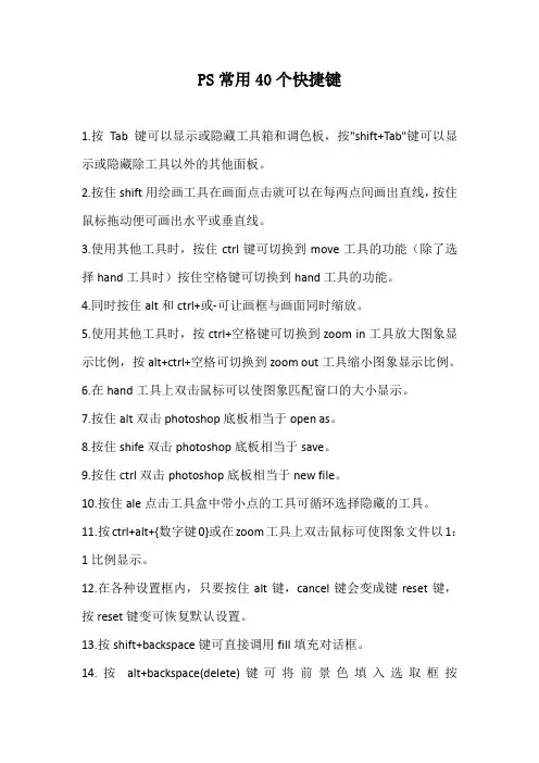 PS常用40个快捷键