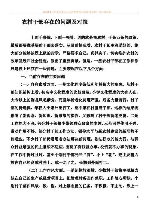 农村干部存在问题及对策