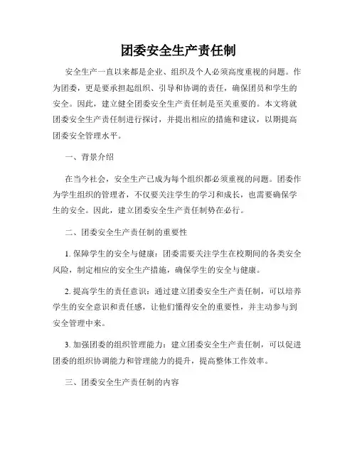 团委安全生产责任制