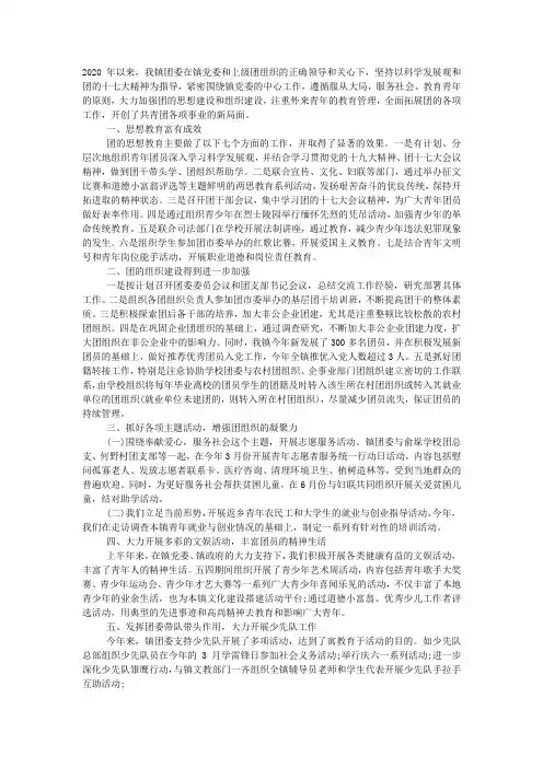 乡镇2020年团委工作总结范文.docx