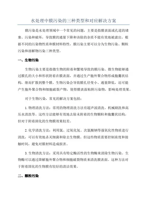 水处理中膜污染的三种类型和对应解决方案