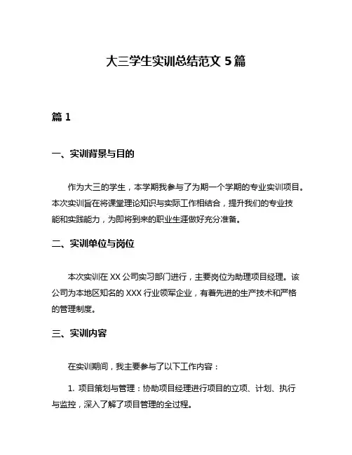 大三学生实训总结范文5篇