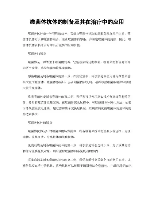 噬菌体抗体的制备及其在治疗中的应用