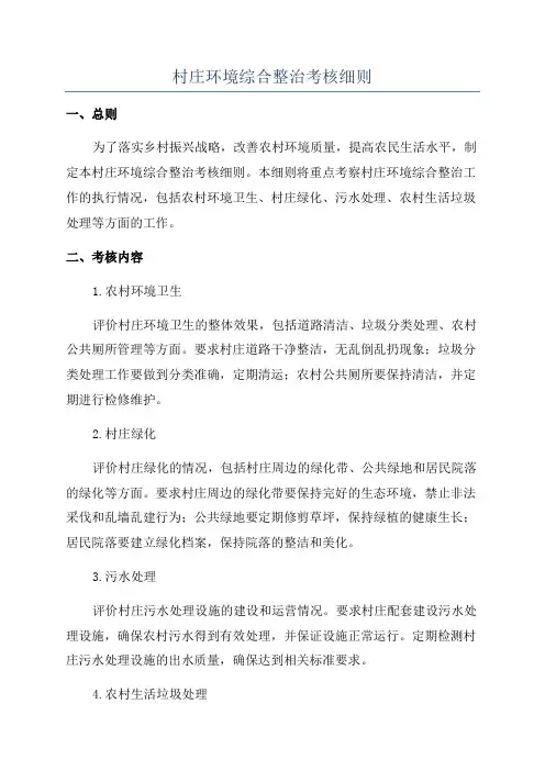 村庄环境综合整治考核细则