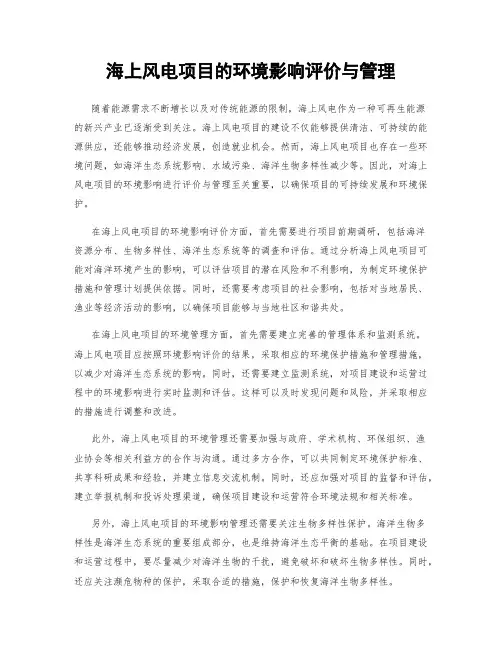 海上风电项目的环境影响评价与管理