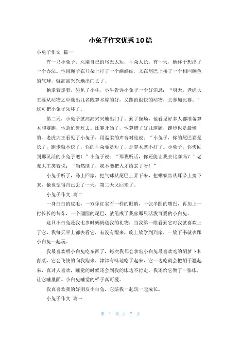 小兔子作文优秀10篇