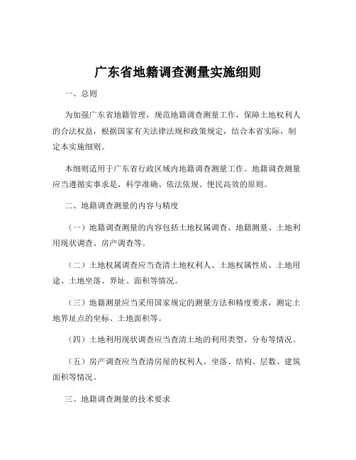 广东省地籍调查测量实施细则