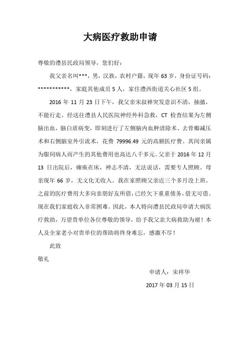 大病医疗救助申请