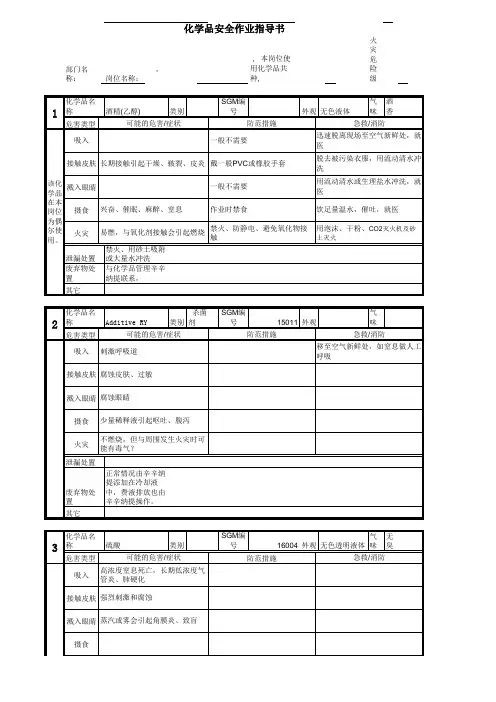 化学品安全作业指导书