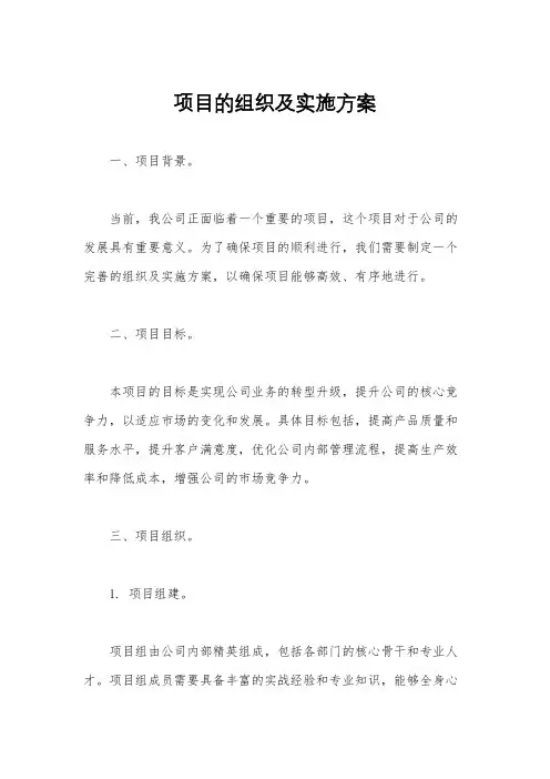 项目的组织及实施方案